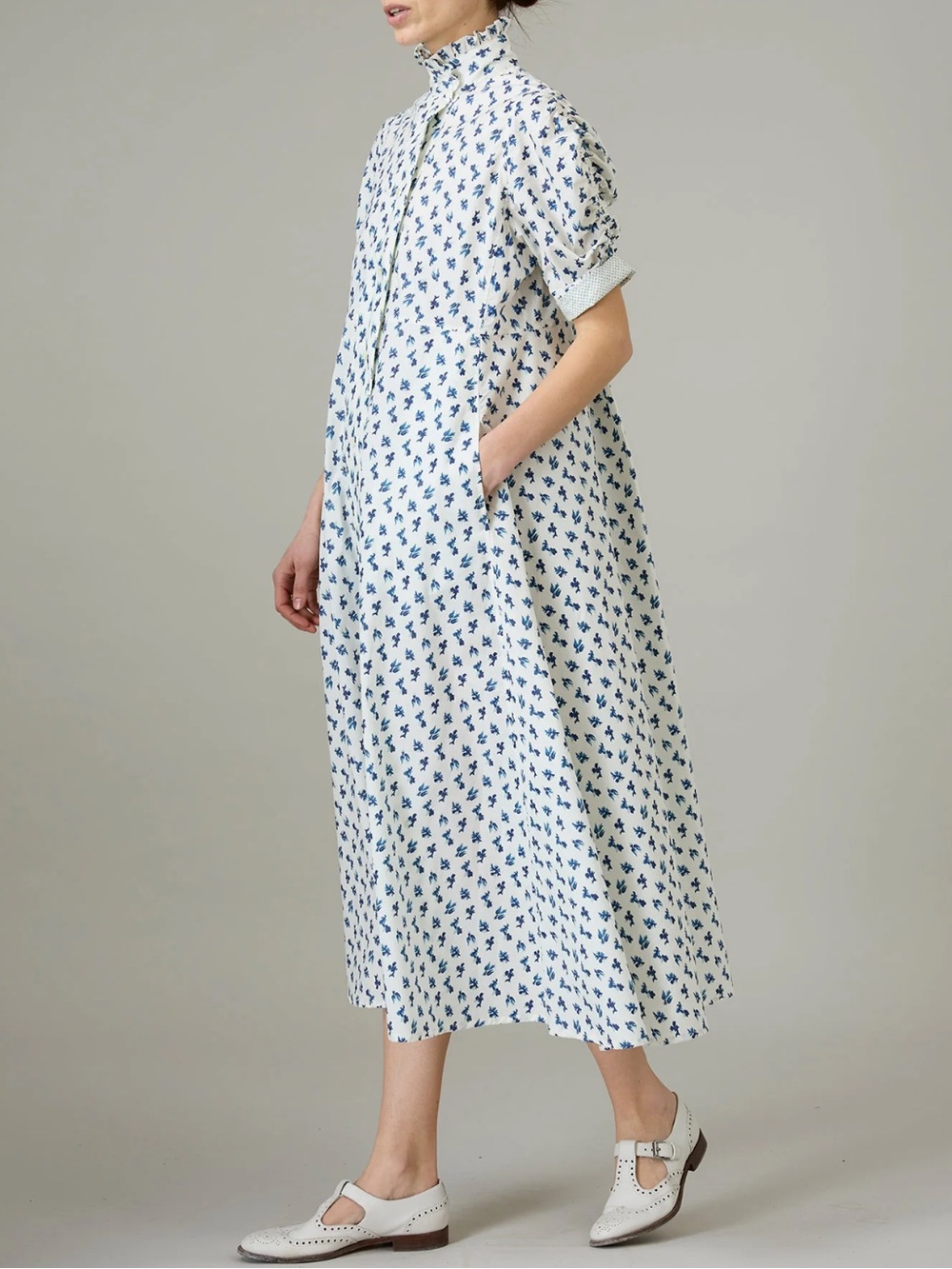 NWT Thierry Colson Women’s VENETIA DRESS In COTTAGE BLOCK Delft Blue Small S